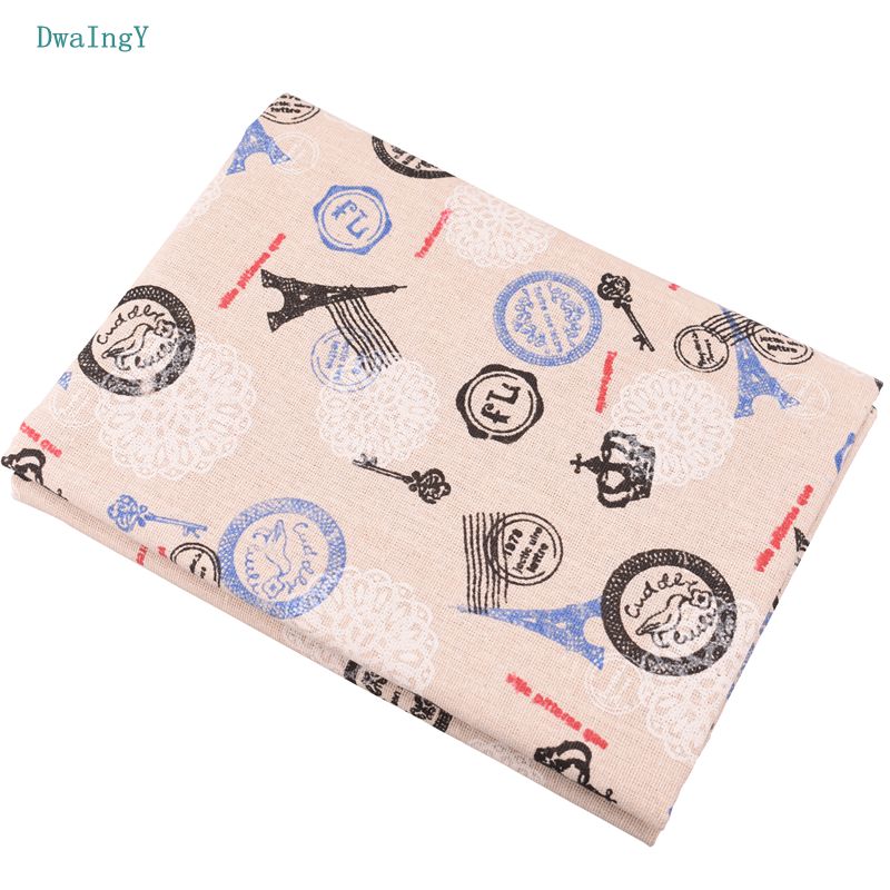 DwaIngY 6pcs/lot Eiffel Tower Printed Cotton Linen Fabric For Patchwork DIY Quilting Sewing Placemat Bags Material 25x45cm