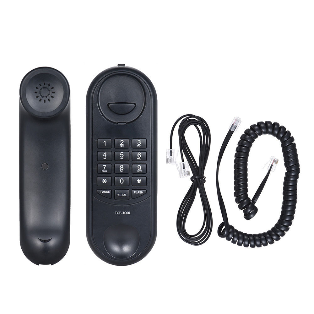 Portable Corded Telephone Phone Pause/ Redial/ Flash Wall Mountable Base Handset for House Home Call Center Office Company Hotel