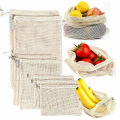 2019 Newest Hot Mesh Drawstring Washable Vegetable Fruit Bulk Grocery Bag Storage Mesh Pouch Reusable Shopping Bags