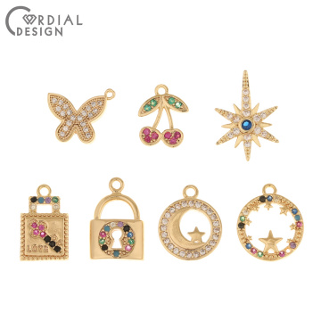 Cordial Design 30Pcs Earrings Accessories/CZ Pendant/Hand Made/Genuine Gold Plating/DIY Charms/Jewelry Findings & Components