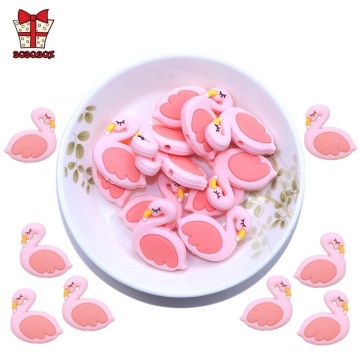 BOBO.BOX 3pc Flamingo Silicone Beads Baby Teething Rings Making Food Grade Silicone Perle Chew Necklace Teething Toy Accessories