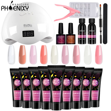 Poly Nail Gel Kit 48W Uv Led Lamp Gel Varnish Poli Gel Kit Semipermanent Nail Kit Lamp Manicure Tools All For Nail Extensions