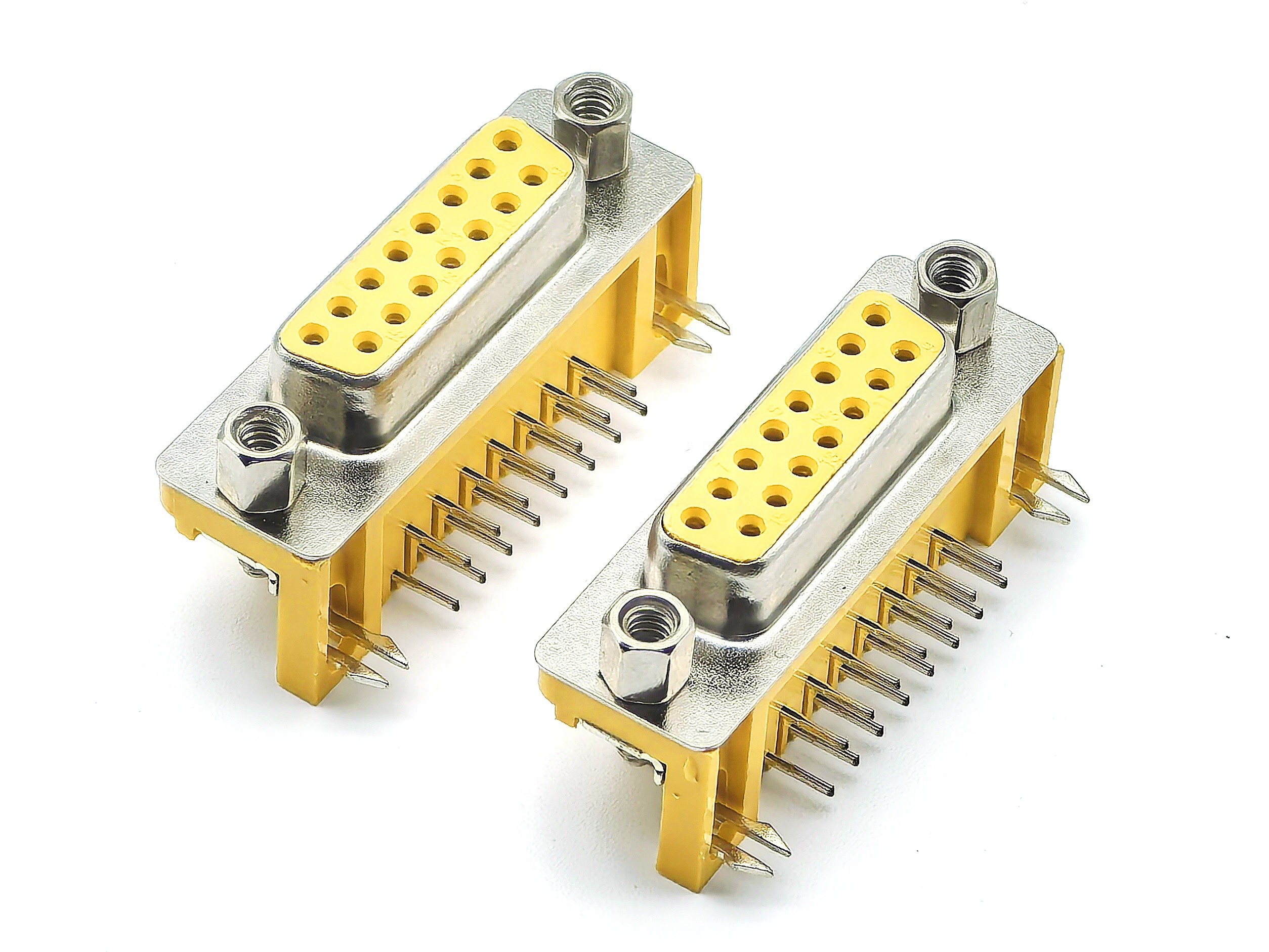 D-SUB Female Right Angle DIP Rivet TYPE With Boardlock & Front Jackscrew Foot Print=8.08mm 15P