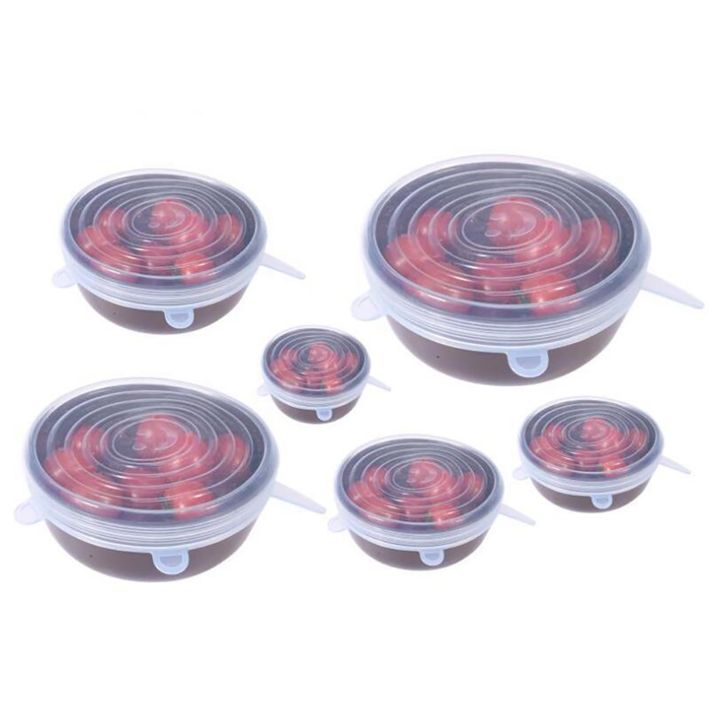 6 Pcs Silicone Stretch Lids Reusable Airtight Food Wrap Covers Keeping Fresh Seal Bowl Stretchy Wrap Cover Kitchen Cookware