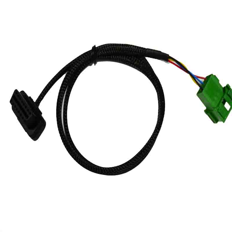 OBDII cable 16P female elbow to 12P green core