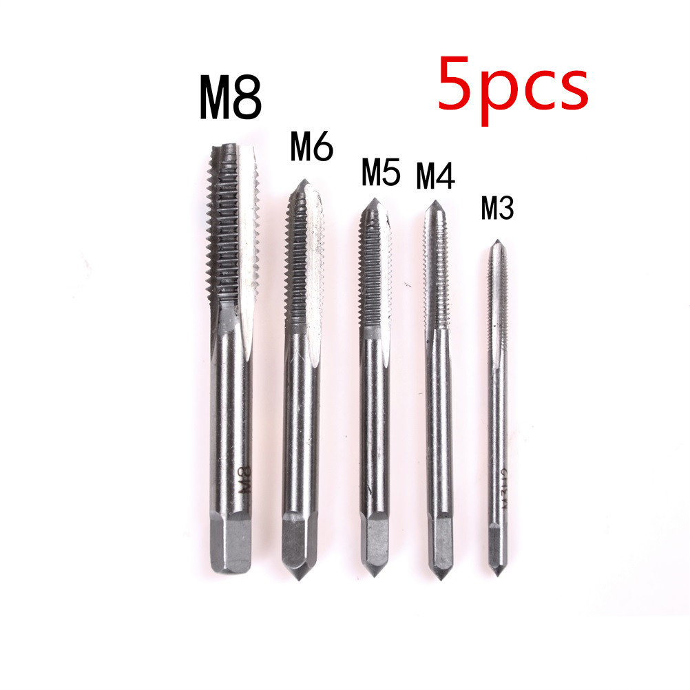 New 5Pcs/Set M3 M4 M5 M6 M8 HSS Machine Straight Fluted Screw Thread Metric Plug Hand Tap Drill Set Hand Tools