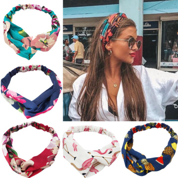 Women Girls Summer Bohemian Hair Bands Print Headbands Retro Cross Turban Bandage Bandanas HairBands Hair Accessories Headwrap