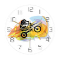 Dirt Bike Rider Watercolor Printed LED Wall Clock Extreme Sports Wall Art Dirt Motorbike Rider Modern Acrylic Wall Lighted Watch
