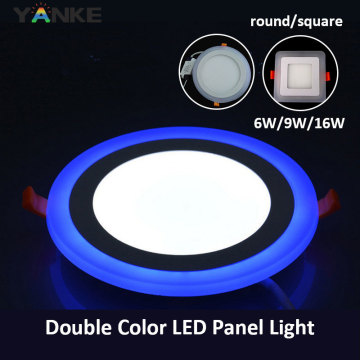 Double Color LED Panel Light 6W 9W 16W Round Square Panel LED Ceiling Lamp Indoor Recessed Downlight bedroom ceiling panel