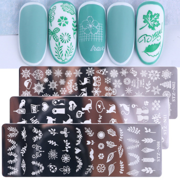 1pcs Nails Art Stamp Plates Leaf Flower Animals Stainless Steel Stencils Nail Printing Image Manicure Stamping Tools NLSTZN01-12