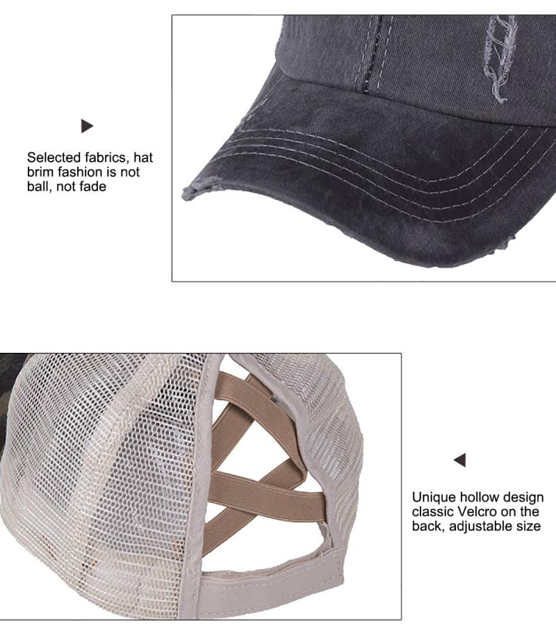 Tennis Caps Ponytail Baseball Cap Messy Bun Hats For Women Washed Cotton Snapback Caps Sports Caps Sport Accessories Hot Sale