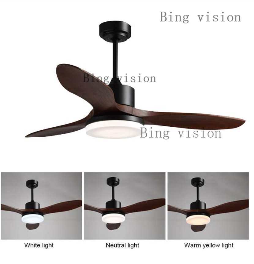 high quality LED Ceiling Fan For Living Room Nordic Wooden Ceiling Fans With Lights 48 Inch Blades Cooling Fan Remote Fan Lamp