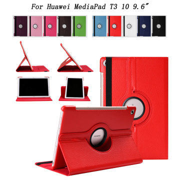 360 Degree Rotating Smart Case For Huawei MediaPad T3 10 9.6 inch, PU Leather Flip Stand Tablet Cover Case