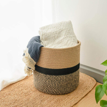 Cotton Woven Storage Basket Laundry Baskets Hamper Rattan Plant Flower Laundry Bag Basket Toy Clothes Basket Home Accessories