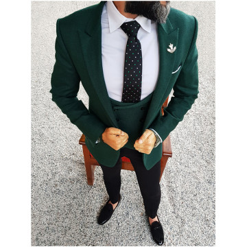 Men Wedding Suits 2020 Elegant 3 Pieces Wedding Dress Dark Green Smoking Tuxedo Jacket Terno Slim Groom Suits For Men