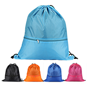Large capacity zipper Storage Bag Gym Sports Drawstring Backpack Travel Shoes Clothes Organizer Pouch Waterproof Beach Bag
