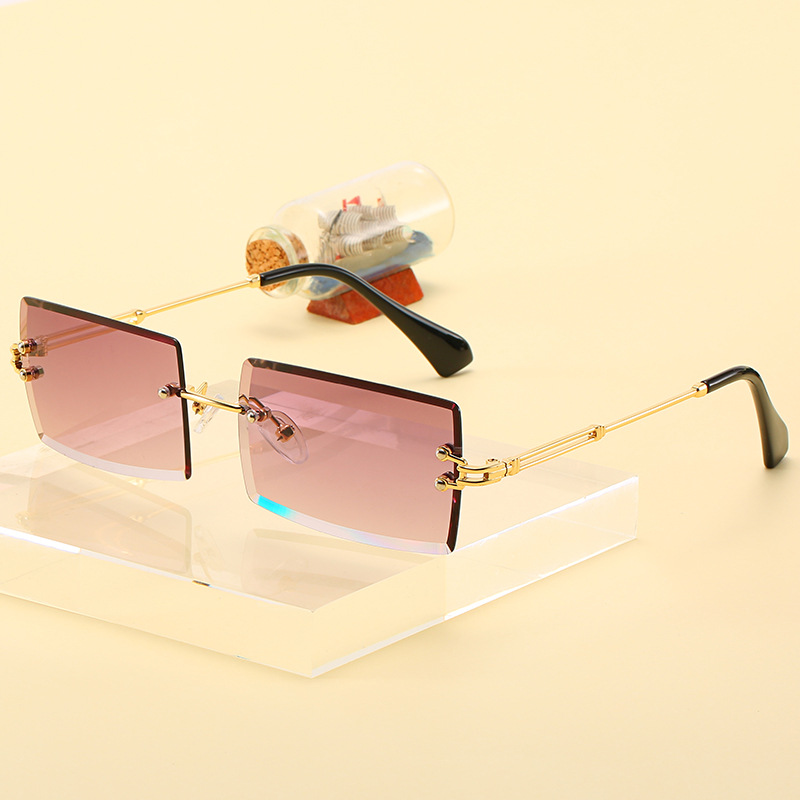 2020 Retro Sunglasses Women Brand Designer Rimless Gradient Sun Glasses Shades Cutting Lens Frameless Eyeglasses for Driver