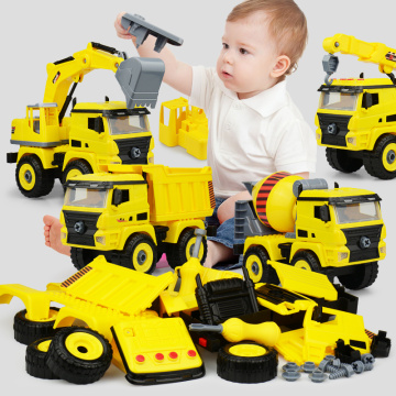 Screw Toy DIY Blocks Screw Assembly Cement Truck Excavating Vehicle Model Toy Kid Gift