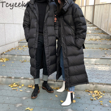 Tcyeek Winter Coat Female Male Fashion 90% Duck Down Jacket Men Hooded Thick Warm Long Women's Jackets Abrigos Hiver 198001LW884