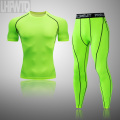 2pcs / set Men's Tracksuit Sport Suit Gym Fitness Compression Clothing Running Jogging Sport Wear Exercise Workout Tights