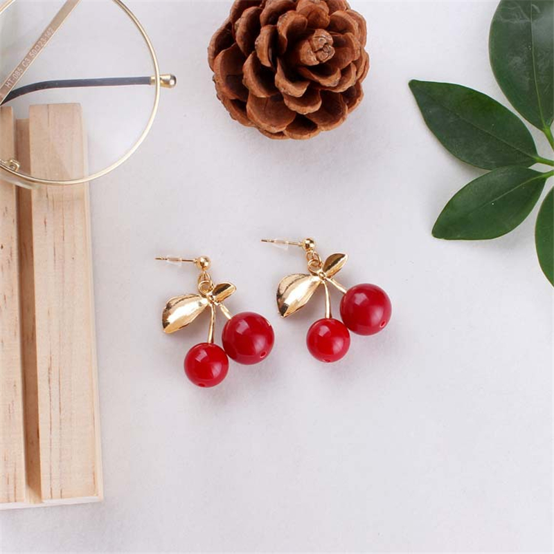 YOBEST Sweet fruit fresh cherry ear drop female fashion youth beautiful girl students earrings