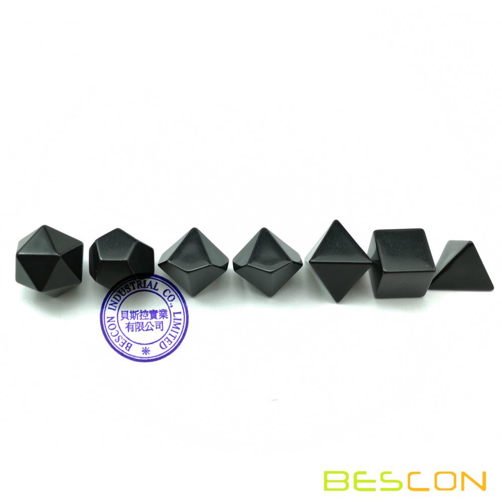 Opaque 16mm Polyhedral Black Set Of 6 Blank Dice 2