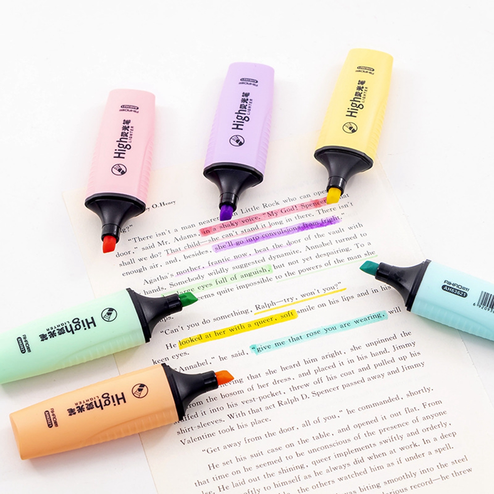 6 Pcs Macaroon Color Candy Color Highlighters Promotional Art Markers Fluorescent Copic Pen Stationery School Supplies Stabilo