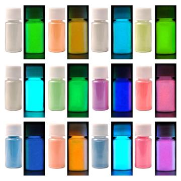 12 Colors Powder Pigment Mica Powder for Soap Making Glow In the Dark Pigment Powder With Lamp Epoxy Resin Luminous Powder 20G