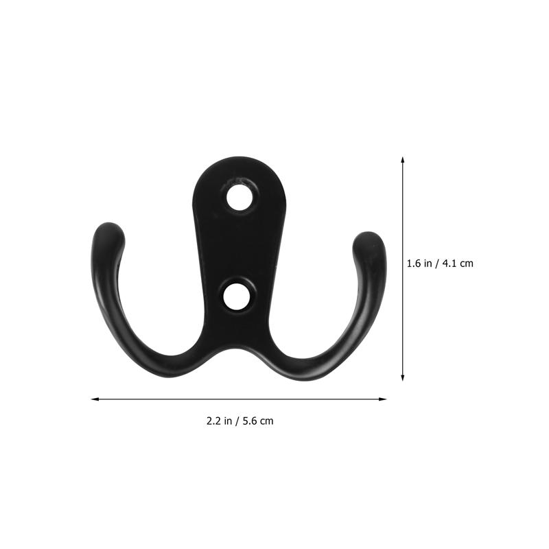 10pcs Coat Hooks 2 Hole Wall-mounted 2-Pronged Clothes Hook Towel Hook Coat Hanger for Robes Coats Hats Keys Towels Black