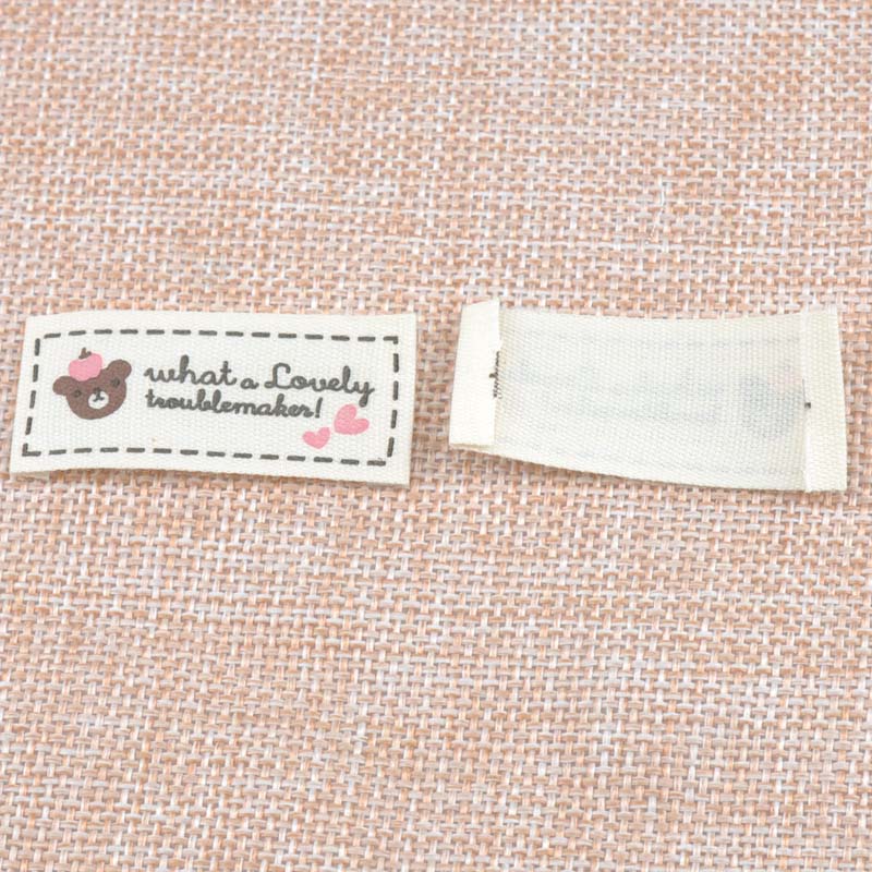 lovely Stock clothing label tags Beige Woven tagging labels for Clothing Shoes Bags Washable Garment Tags 20x45mm 50pcs cp1532