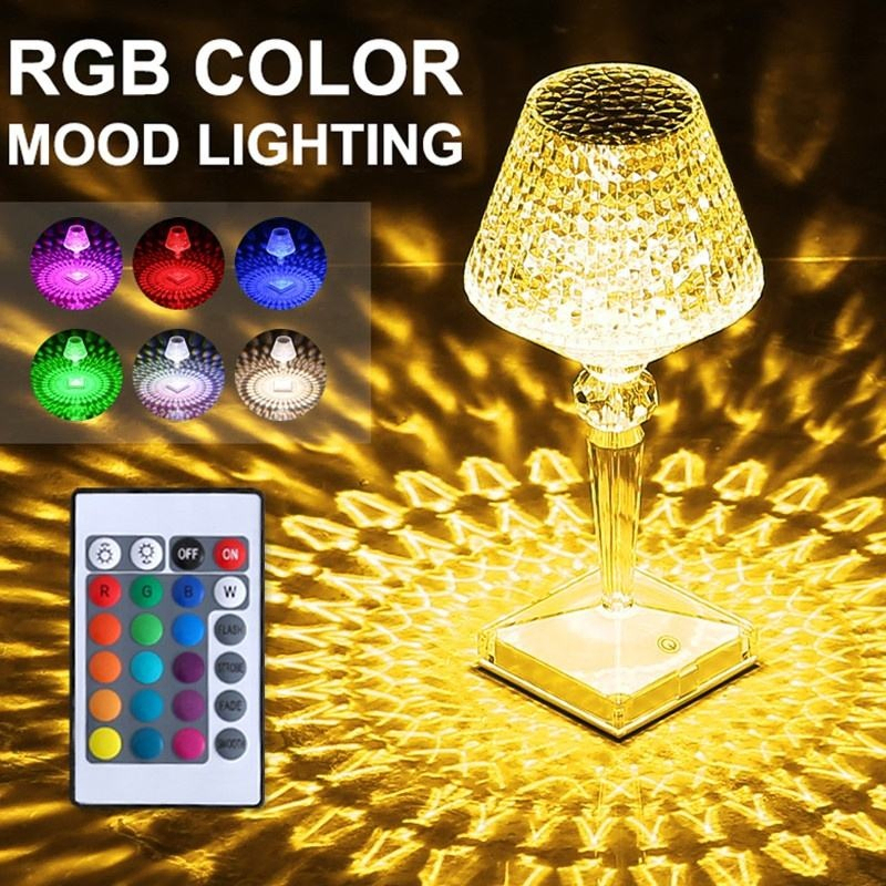 16-Color Touch Crystal Diamond Table Lamp