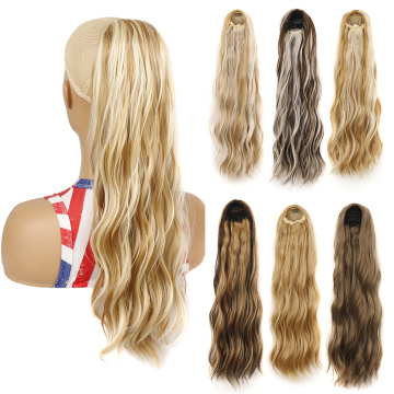 Alileader benadrukken Haiepiece Long Water Wave Pony Tail String Synthetische paardenstaartverlenging voor dagelijks gebruik