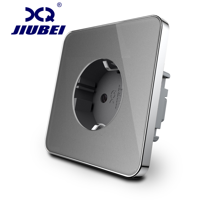 Jiubei EU Standard Power Socket, White Crystal Glass Panel, AC 110~250V 16A Wall Power Socket, 4 Colors,C7-EU