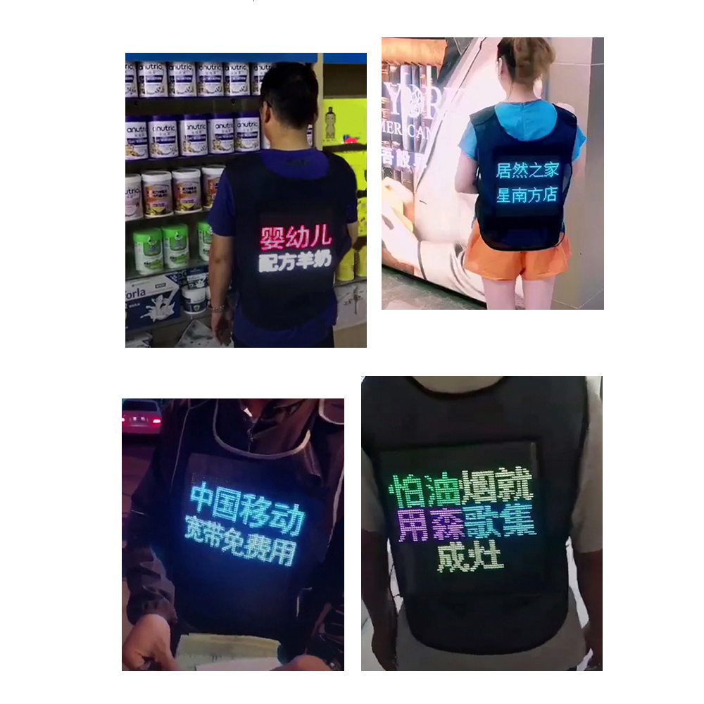 Advertising LED vest with LED screen WIFI APP control LED display clothing creative eye catching LED backpack for marketing
