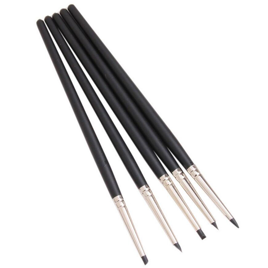 5pcs 15cm Pottery Clay Sculpture Carving Tools Silica Gel Pen Painting Nail Brush Set Different Shapes Art Craft Supplies