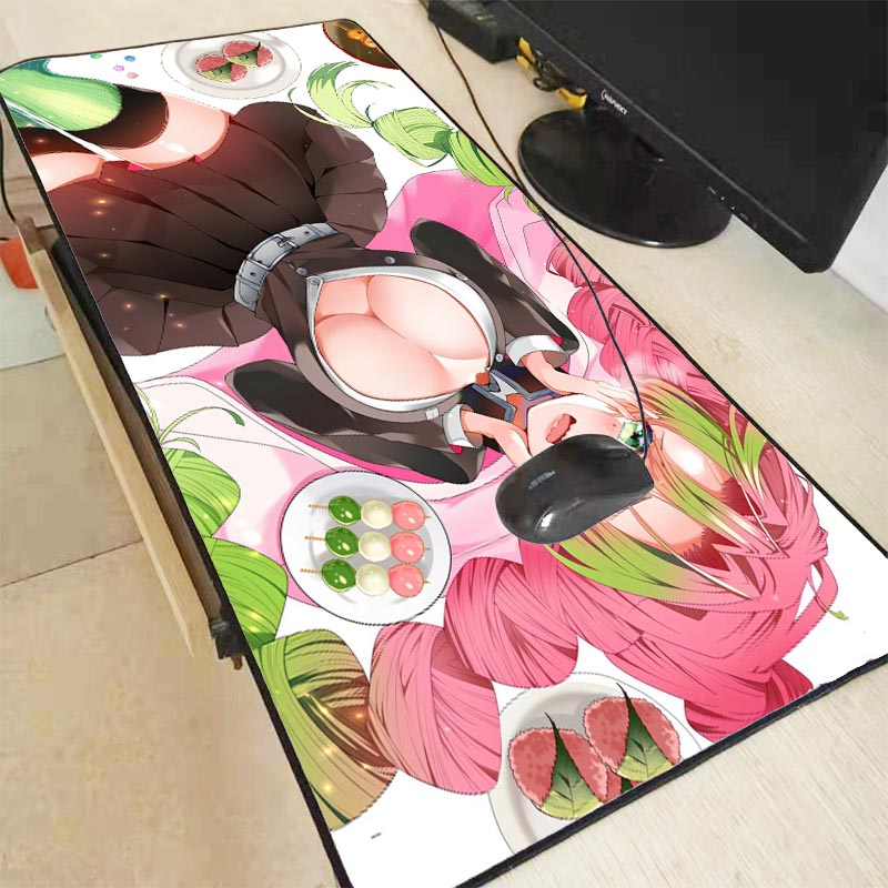 MRGBEST Sexy Girl Anime Demon Slayer Kimetsu No Yaiba RGB Mouse Pad Xxl Big Gamer Desk Mouse Mat Led Mause Pad Backlit Mice Mat