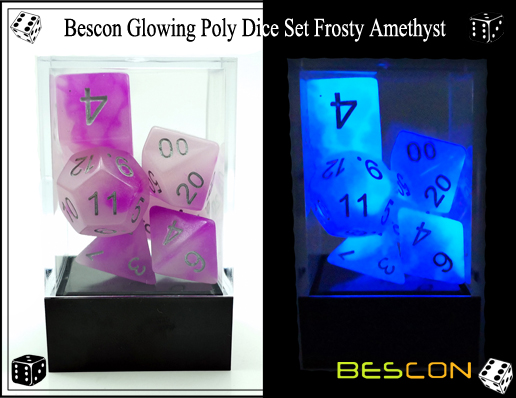 Bescon Glowing Poly Dice Set Frosty Amethyst-6