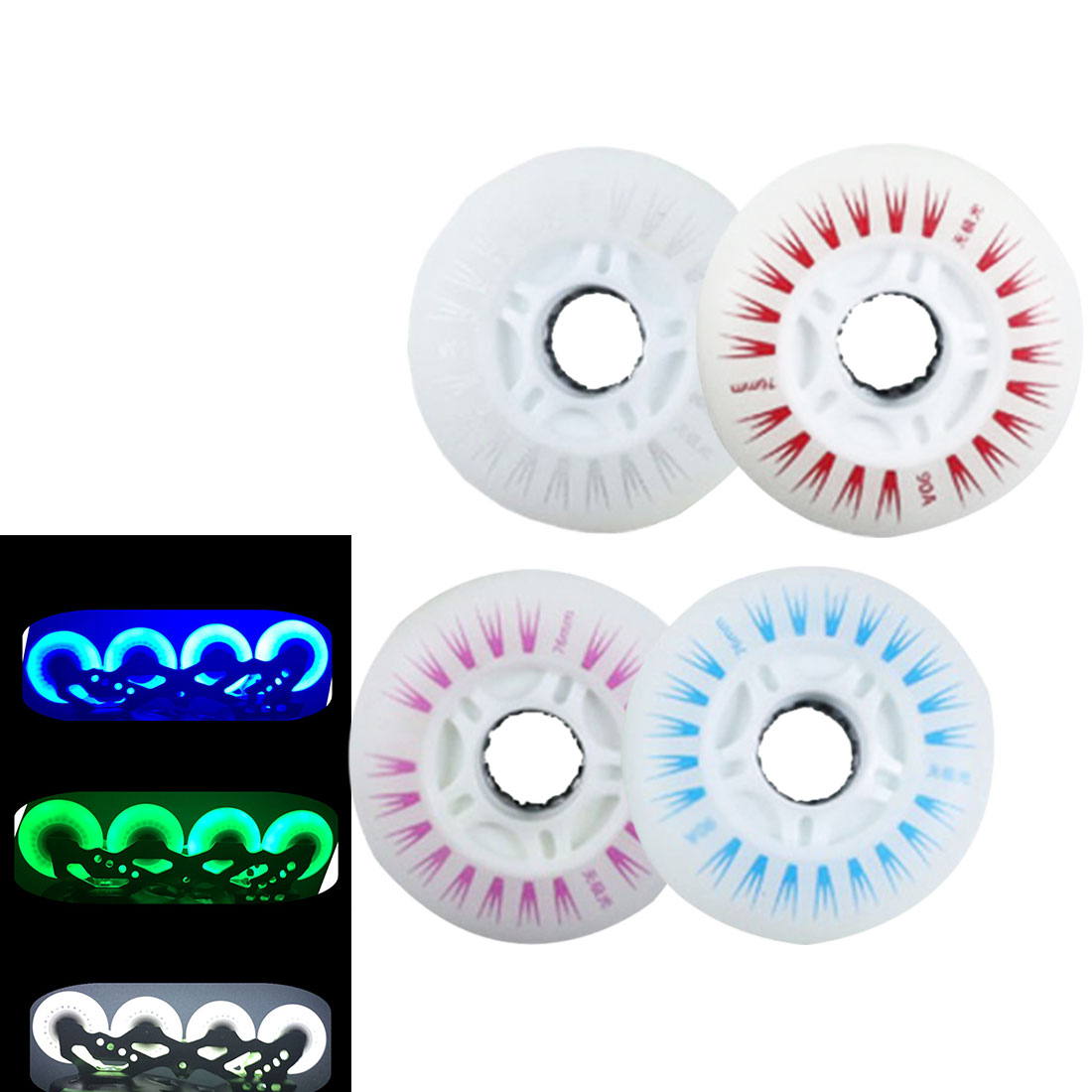 4pcs LED Flashing PU Wheel 76mm 70mm 64mm for Inline Skates 90A for Adults Kids Roller Wheels