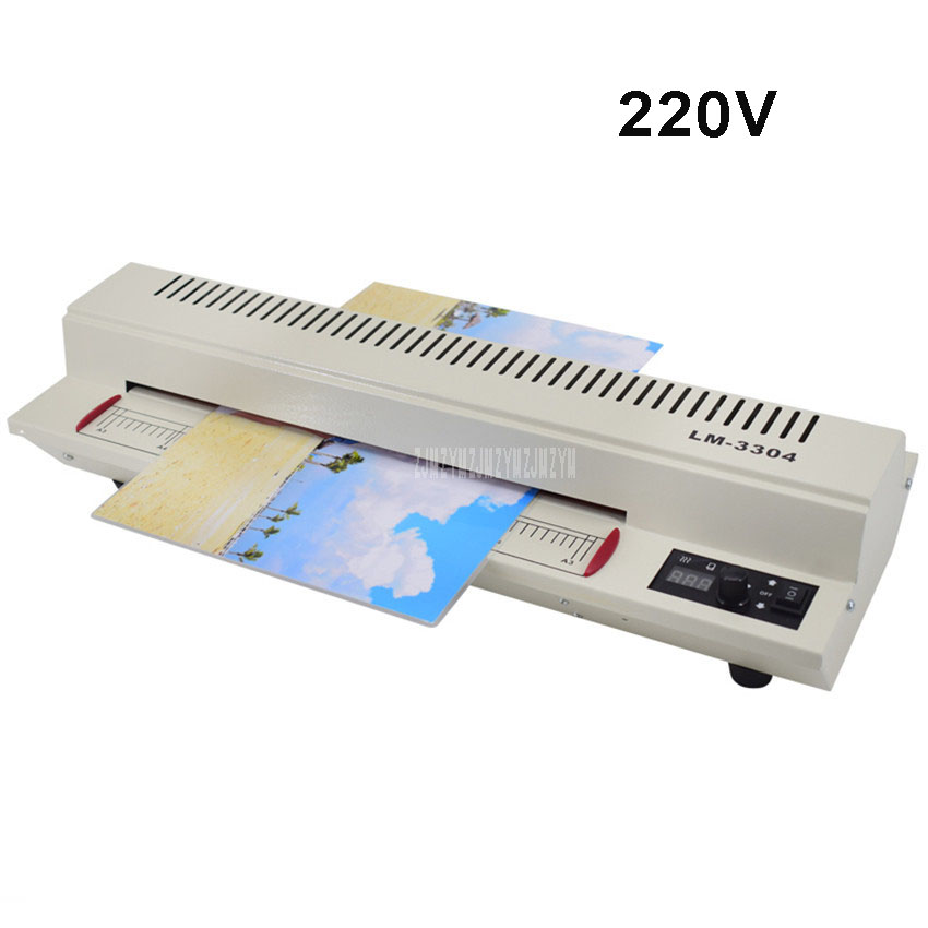 220V 600W Photo Document Paper A3 A4 Laminating Film Machine Cold/Hot Laminator Knob Temperature Adjust Width 330mm LM-3304-A3