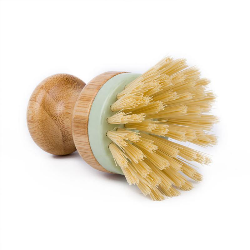 1x Skillet Pot Pans Cleaning Brush Kitchen Natural Bamboo Handle Scrubbing Brush