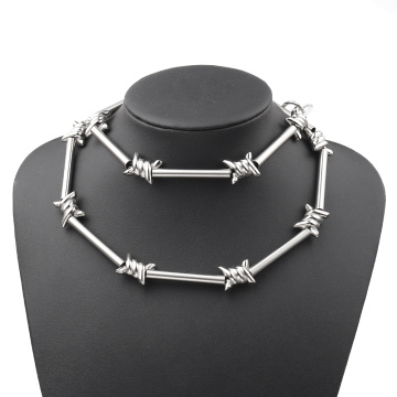 75cm Gothic Necklace Barbed Wire Rock Metal Pants Pallet Chain Jewelry Unisex HipHop Metal Wind Bamboo Gift Accessories Punk