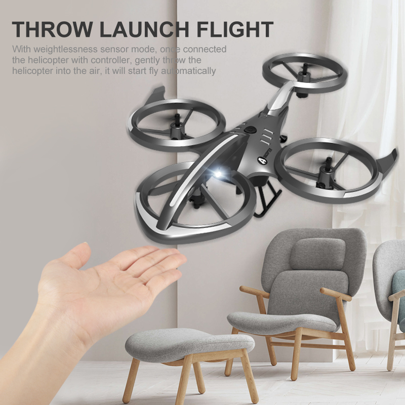 2020 New H853 RC Drone Quadcopter Stunt Remote Control Indoor frog Leaping Flight Flip Throw Launch Flight Helicopter Kids Toy