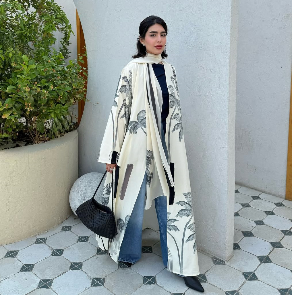 Printed Abaya Hijab Set for Daily Wear