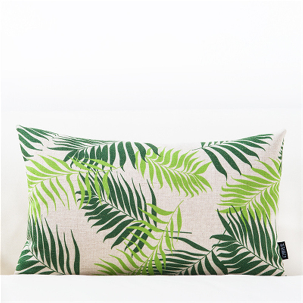 Nordic style decorative throw pillow case green leaf Tropical plant lumbar pillow car cushion office sofa pillow bed backrest