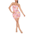 2020 Fashion Trend Women`s Summer Sexy Suspender Dress Fresh Butterfly Print Mesh Yarn Backless Mid-waist Mini Sundress