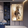 Abstract Vintage Yellow Horse Animal Oil Painting Canvas Painting Cuadros Wall Art for Living Room Home Decor (No Frame)
