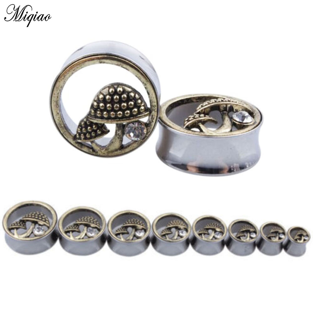 Miqiao 2pcs Fashionable New Stainless Steel Mushroom Ears 10mm-25mm Exquisite Body Piercing Jewelry