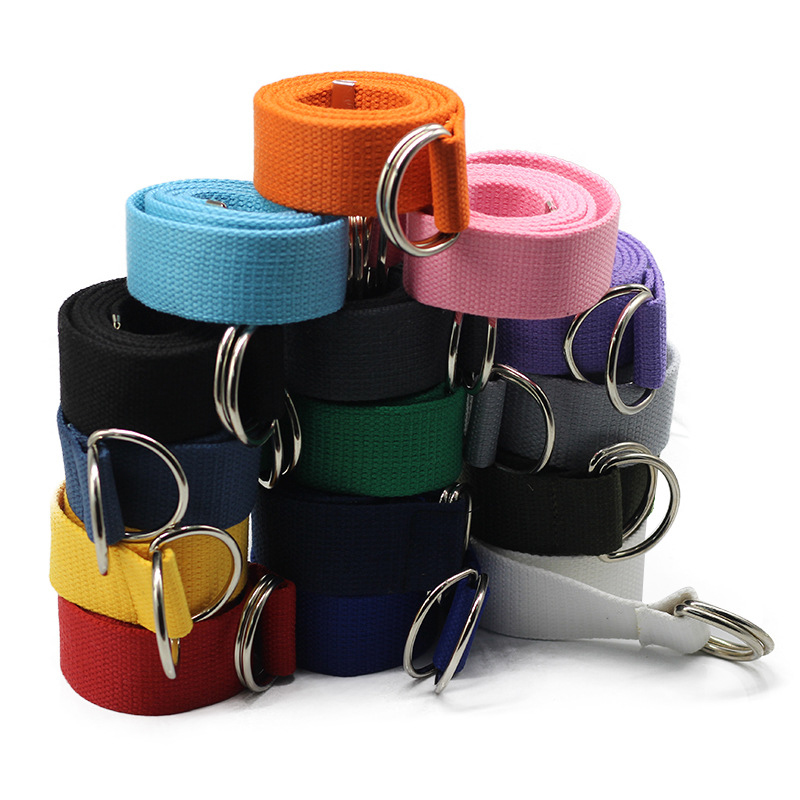 Unisex Nylon Canvas Fabric Belt D Ring Buckle Waist Fashion Simple Solid Color Strap Waistband Clothing Decoration Accessories