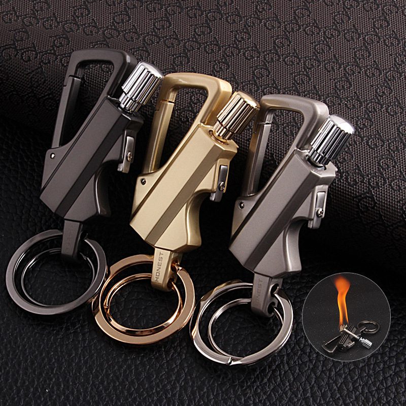 Multi-function Key Ring Outdoor Waterproof Portable Metal Keychain Petrol Lighters Band Bottle Opener Matches Kerosene Lighter