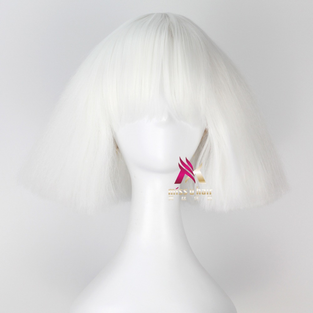 Lady Gaga Wig Black Blonde White Synthetic Hair Cosplay Wig Halloween Party Costume Wigs +wig cap